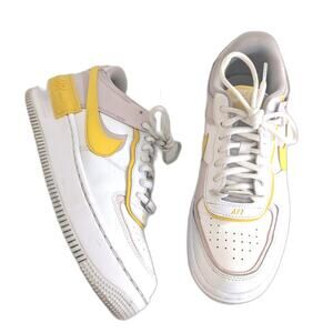 Nike Air Force 1 Low Shadow 7.5 White Barely Rose Speed Yellow Womens Sneakers